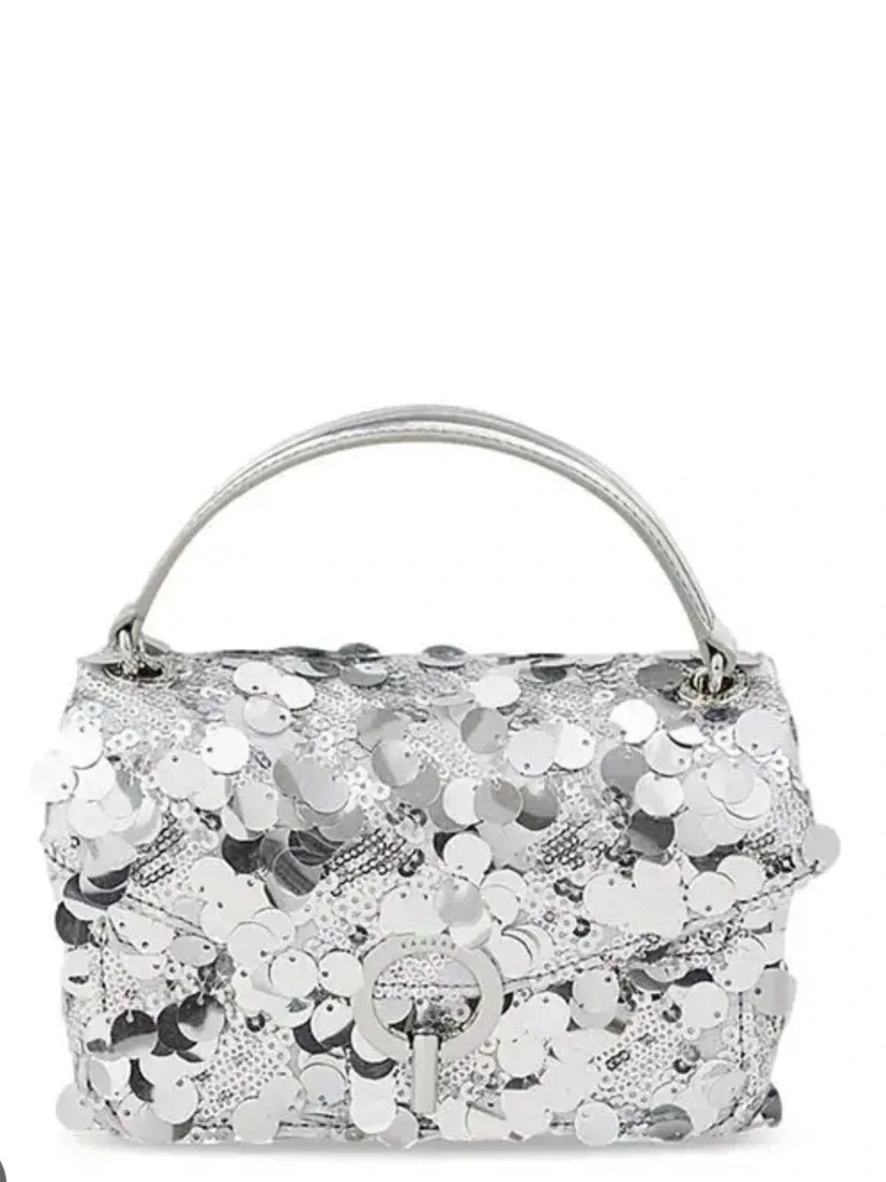 SANDRO Silver Sequin Chain Shoulderw Bag - Elegant Evening Crossbody